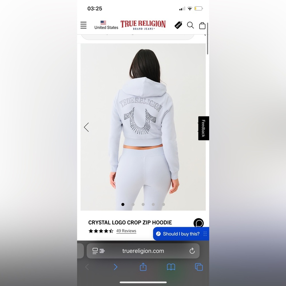 CRYSTAL LOGO CROP ZIP HOODIE